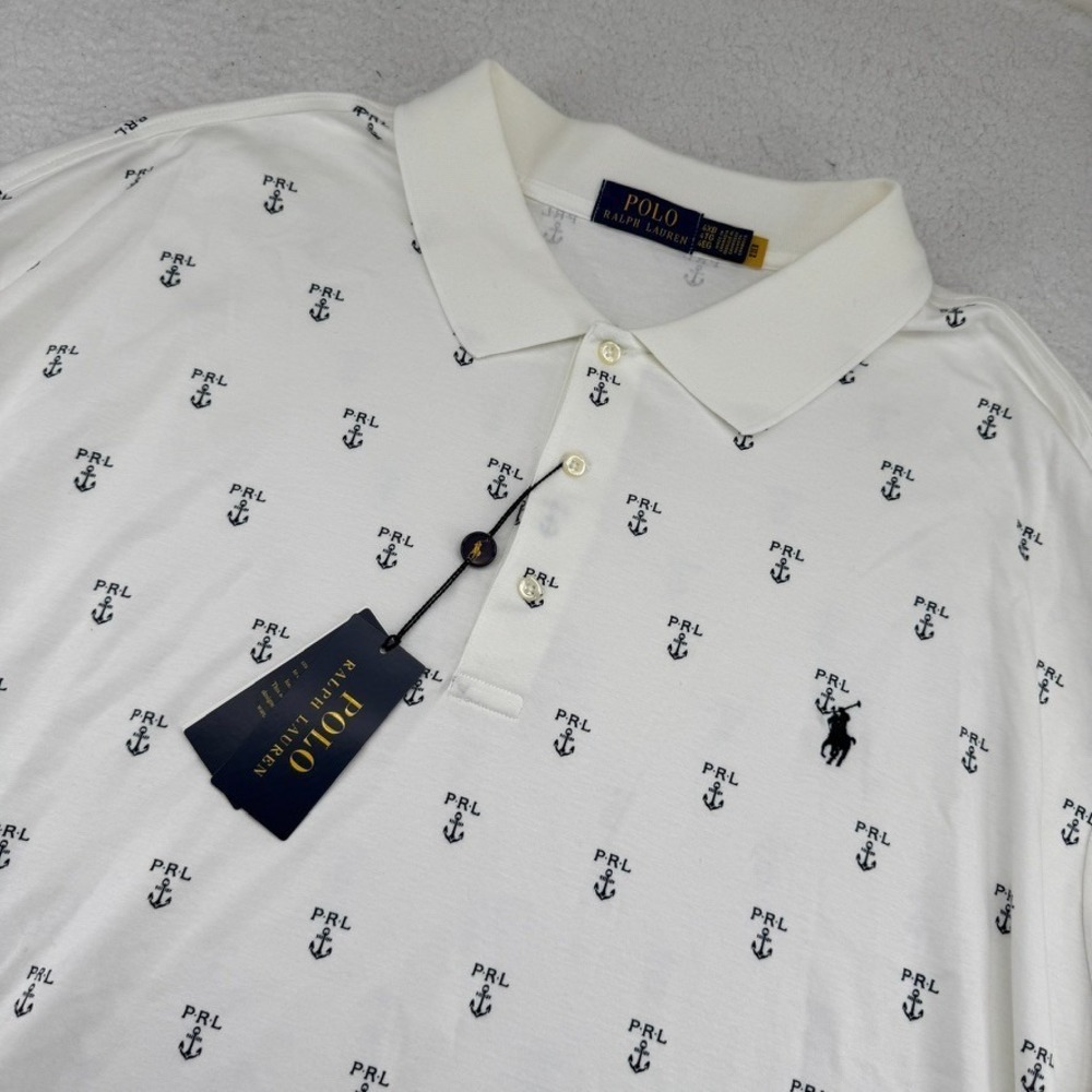 NEW Polo Ralph Lauren Sailor Polo Mens 4XB White Short Sleeve Shirt Anchor AOP